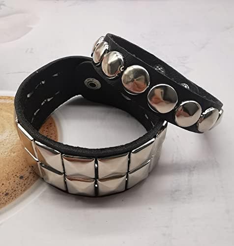 Wainis 7 PCS Punk Costuscled rebites Bracelete Leather rebite manguito de pulseira