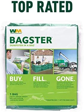 Bagster 3cuyd dumpster em uma bolsa, verde e ultrasac - Ru Contractor 50 Sacos de empreiteiros pesados, 42 galões, 2'9