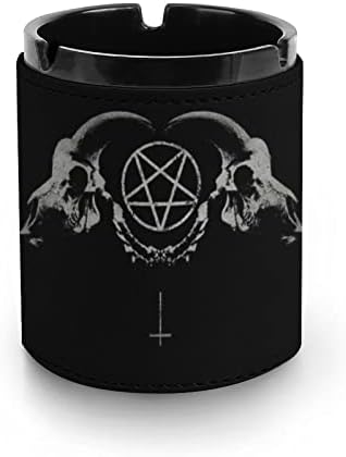 Oculto gótico satan símbolo penta crânio cigarro cinzeiro pu PU Leather bande