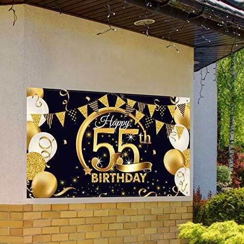 Decoração de festa de aniversário Poster de sinal de ouro preto extra grande para o banner de fundo da cabine de fotos de aniversário,