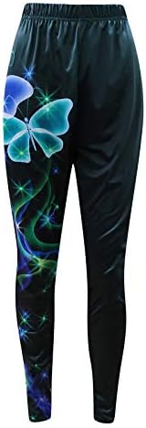 Calças de ioga para mulheres, perneiras de cintura alta feminina Moda Moda Butterfly Print Winet Pants Gym academia com calças justas de legging