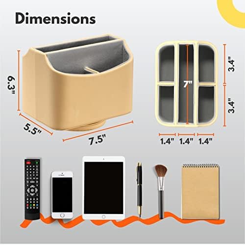 Suporte de controle remoto de couro lamoti, 360 ° Caddy remoto de TV de 360 ​​° para mesa, organizador de mesa de 5 compartimentos