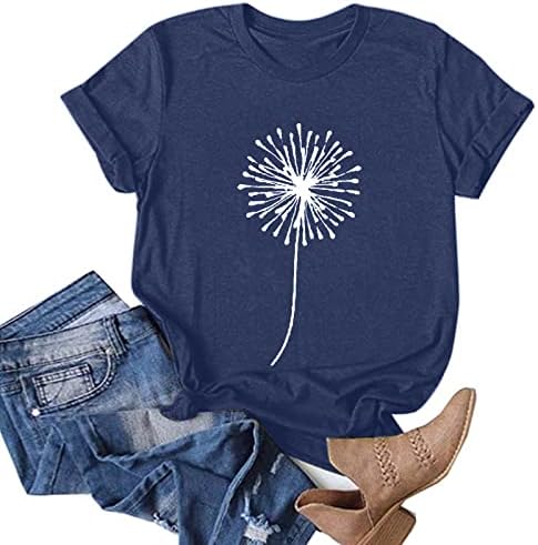 Túnica de túnica Nokmopo para mulheres impressão de flores de moda O-pescoço curto camiseta solta blusa top top sherm tops de verão