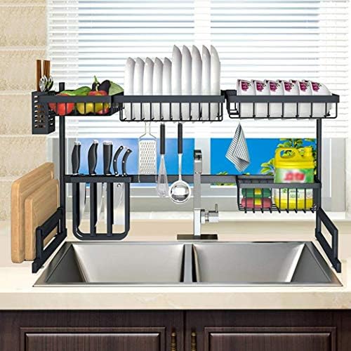 Neochy Dish Secying Rack, prateleira de exibição de esgotador de aço inoxidável, acessórios de armazenamento de suprimentos de cozinha