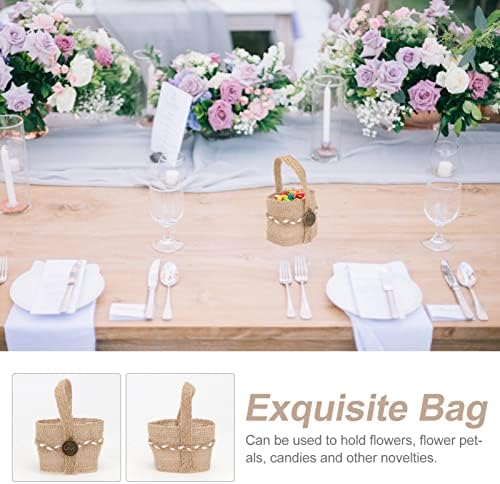 Abaodam 12pcsbag cesta de adereços de noiva rústica country penduramento de decoração para festa de presente saco de cestas