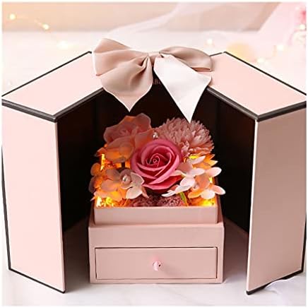 Wybfztt-188 Caixa de jóias fofas rosas eternas flores de colar de colar de colar de casamento para Ladie