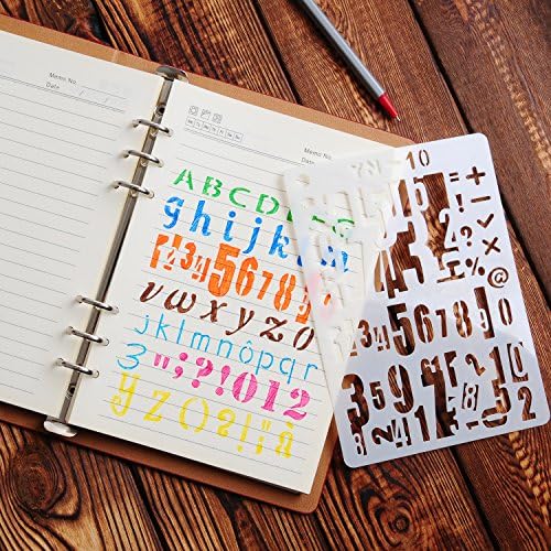 Yueaon 12 Pack Letter and Number Stencils Alphabet Stencil para A5 Bullet Journal Supplies Scrapbooking Pintura Desenho de desenho --5