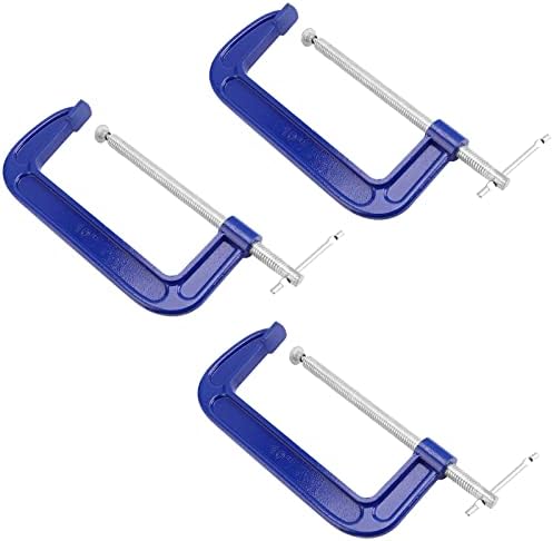 Sinjeun 3 pacote de 10 polegadas CLAMP, IRON CLAMP CLAMP CLAMP CLAMP CLAMP para trabalhar madeira, soldagem e processamento de metal, azul