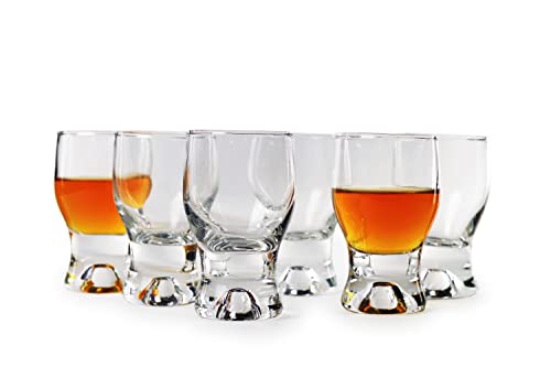 Quinta avenida Cristal Shot Glasses | Conjunto de 6 copos de tiro para bebidas alcoólicas e espíritos, 3,8 onças, claro | Conjunto de presentes para homens e mulheres, favores de casamento, padrinhos e 21º aniversário |