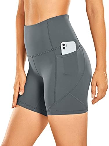 CRZ YOGA FENHEIRA MULHERM FENDIMENTO MONTING SHORT - 5 polegadas de altura ginástica executando shorts de shorts de shorts