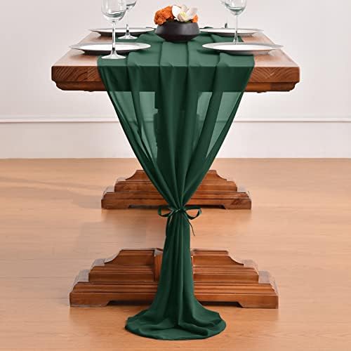 Linxtar 14 pés de mesa de chiffon corredor esmerald decoração de primavera verde 29x170 polegadas sobreposição de mesa de chiffon rústica