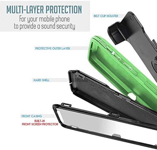 Millegar projetado para iPhone 13 Pro Max 6.7in Caixa de coldre de cinto, Proteção Drop Protection Protetor de tela integrado de corpo inteiro, Protetor de tela embutido, à prova de choque/queda/poeira