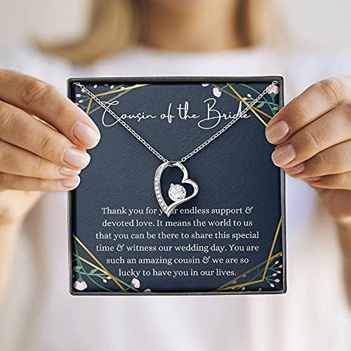 Jóias de cartão de mensagem, colar artesanal- Coração de presente personalizado, primo do presente do colar da noiva, presente