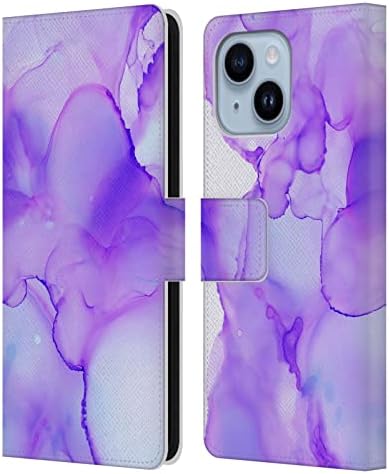 Caixa de cabeça projeta oficialmente licenciado haroulita álcool pintando 3 Ultra Violet Ink Leather Livro da carteira de capa compatível com Apple iPhone 14 Plus