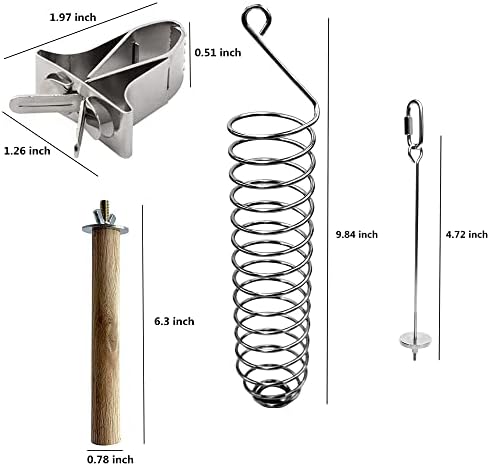 Alfyng 5 PCs Conjunto de alimentos para pássaros, 2pc Parrot Papolding gaiola alimentador de frutas vegetais e clipes,