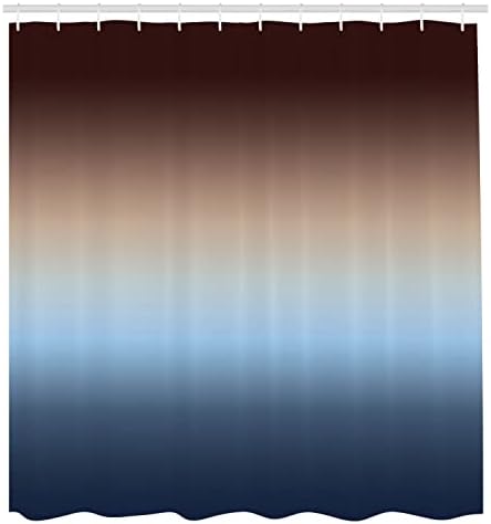 Cortina de chuveiro de ombre de Ambesonne, arranjo com alteração gradual de cor ilustração abstrata de ornamentação moderna, decoração de banheiro de tecido com ganchos, 69 W x 84 L, azul e marrom