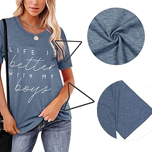 A vida é melhor com minhas meninos mulheres engraçadas camisetas de presente gráfico verão curto curto treino casual tops