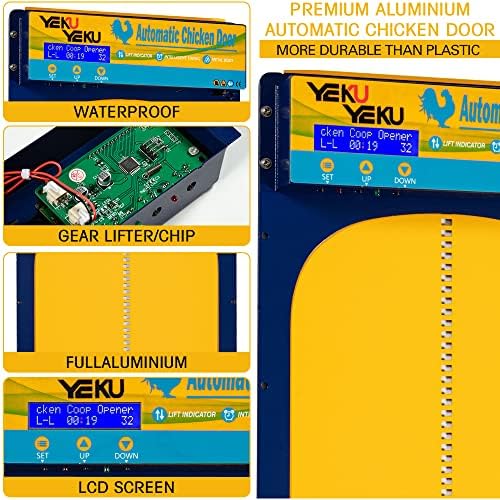 Yekuyeku Automatic Chicken Coop, abridor de portas de galinheiro com timer, abridor/fechamento de controle do temporizador
