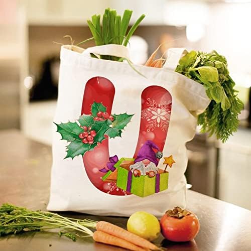 Letra vermelha de Natal I Gnome Canvas Bags Monograma Gift Market Bag de Bolsa de Viagem Bridal Party Presente de casamento