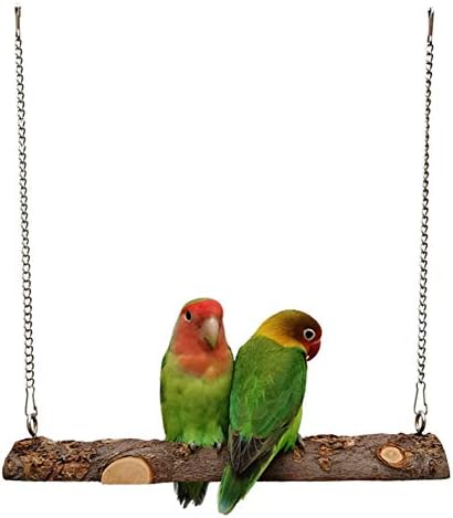 YJJKJ Swing de pássaro de estimação, brinquedos de gaiola de papagaio, brinquedos naturais de madeira para cockatoo cockatiel