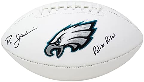 Ron Jaworski assinou a Philadelphia Eagles White Logo Football Polish Rifle JSA - bolas de futebol autografadas