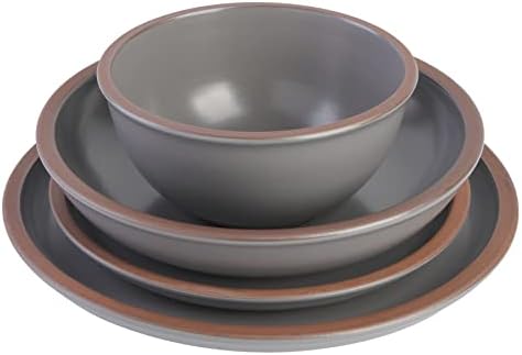 Gibson Elite Lagos Coupe Dinnerware Conjunto, Serviço para 4, Gray