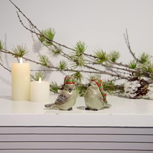 Braxio Christmas Birds Decorações estatuetas coletivas - Decorações de mesa de Natal Conjunto de 2 Festival Gift Felizs Figuras