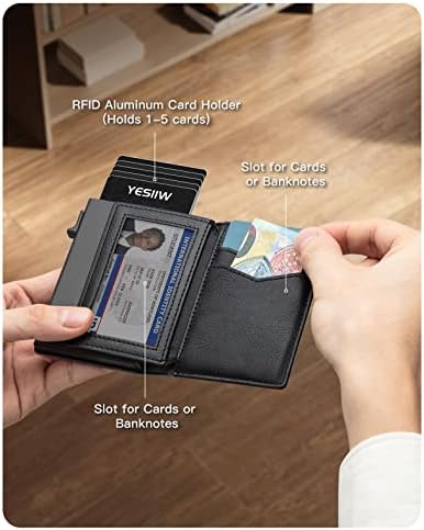HENIIIW Airtag carteira para homens titular de cartão RFID bloqueando a carteira de couro de ar inteligente com suporte de airtag