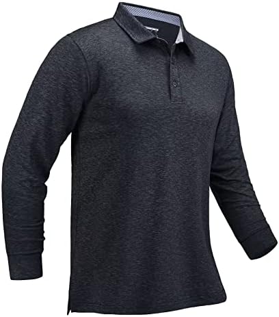 MagComsen Men's Long Slave Golf Polo Camisetas colares Casuais Casuais Camisas Rápidas seco