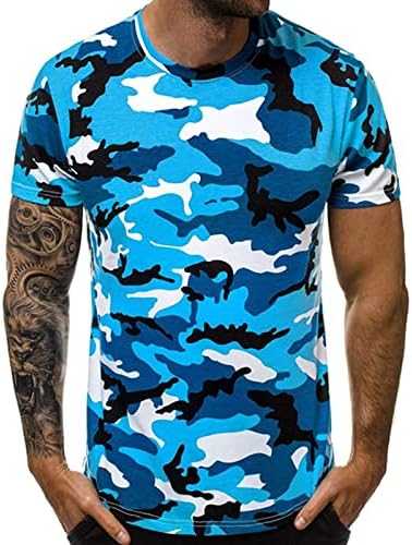 Masculino o pescoço camaradas camisetas academia camisetas casuais camufladas de capa de ginástica camuflagem de ginástica