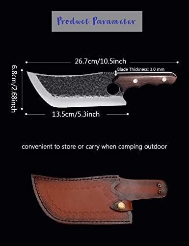 Conjunto de faca de cutelo de camping drgskl - Faca viking forjada à mão com bainha de couro e faca de cuteira forjada à mão com caixa de presente