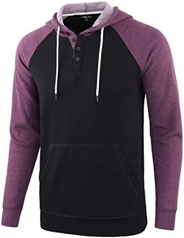 Desplato Men's Casual ativo esportivo Baseball velo correndo para caminhada henley moletom de pulôver