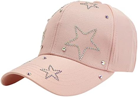 Capas de beisebol de algodão masculino e feminino da moda, chapéu de pai do Pentagrama Snapback, chapéu de diamante brilhante,