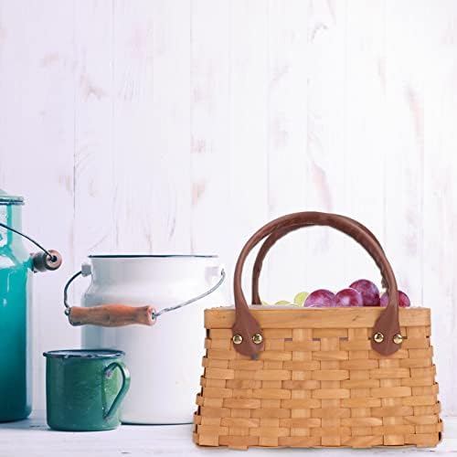 Doitool compacto encantador cesto de cesta de cesta de fruta cesta de madeira de madeira cesta de mãos-