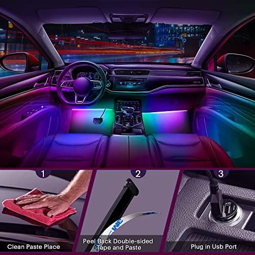 Sanwo Cars Luzes interiores dentro do seu carro Light Lights Interior, Music Sync App Smart Control Segmentado Dinâmico