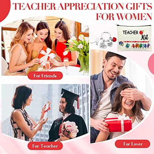 Conjunto de presentes de apreciação de professores Poupa de maquiagem de professores Chave de bolsa de professores de professora com
