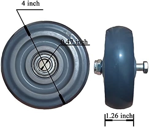 Rodas de carrinho HPWFHPLF, lançadores de placa de serviço pesado 265 libras, rodas de rodízio PU de 4 polegadas com rolamentos de esferas, rodas de substituição silenciosa para caminhões de plataforma de carrinho de push carrinho