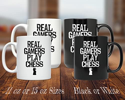 Pixidoodle Gamers Real jogam xadrez - caneca de café com geek de tabuleiro