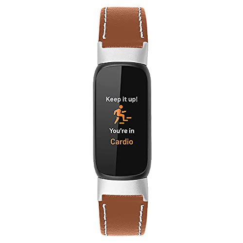 Aisports Compatível com banda de luxo Fitbit Leather for Mulher Men, Banda de substituição de bracelete de pulseira de couro respirável e respirável