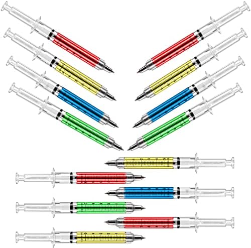 Pen de seringa multicolorida Sunangel escreve em tinta preta, canetas de enfermagem, brincadeira de médico imaginário, material