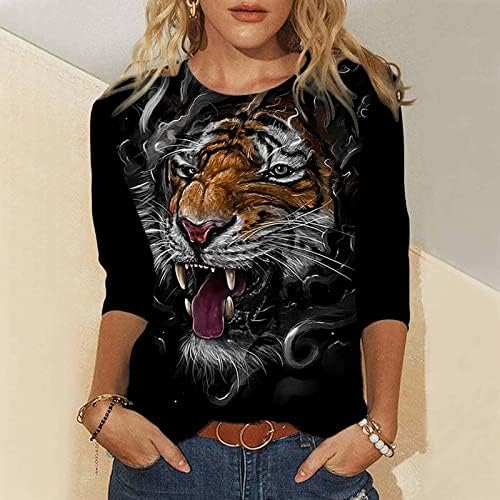 Camiseta de manga comprida Mulheres, mulheres 3D de animais de tigre de animais de formatura casual casual calça de moletom leve