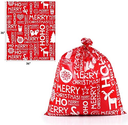 Sacos de presente de Natal Euique grandes, o Natal Jumbo apresenta sacos 36x36 polegadas com etiquetas e gravatas, sacolas