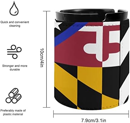 Linha fina de maryland bandeira de couro cinzeiro redondo bandeja de cinzas portátil portátil para decoração de escritório em