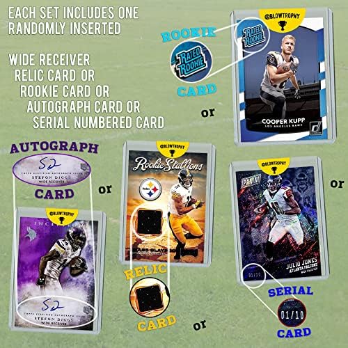 Pacote de cartas de futebol de receptor amplo da NFL, conjunto variado de 12 cartões de futebol da Star Mint WR Conjunto de cartões