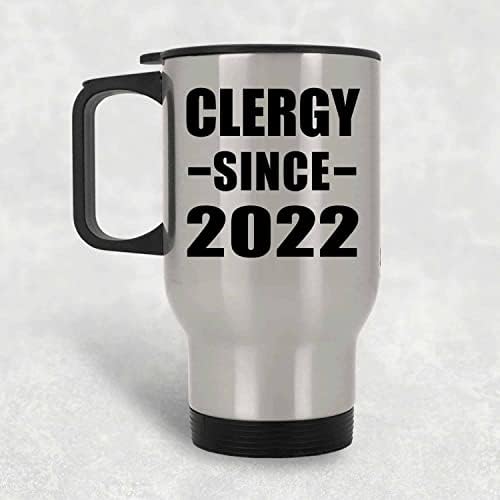 Designsify Clero desde 2022, caneca de viagem de prata 14 onças de aço inoxidável em aço inoxidável, presentes para aniversário