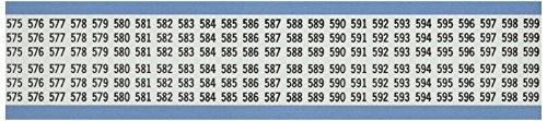 Brady WM-575-599-PK Pano de vinil reposicionável, preto em números brancos e consecutivos Cartão de marcador de fio