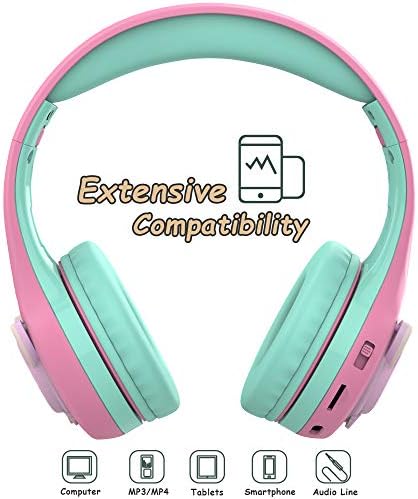 Riwbox Kids Headphones, Baosilon CB-7S CAT CRIANÇAS CABELOS CUNDONOS DE CRIME