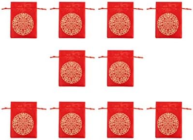 Pacotes de bolsas para presentes de estoque de cetim de estilo chinês de estilo chinês bolsas de jóias de jóias decoração de festa de casamento 12-15 cm, suprimentos para festas vermelhas de festa