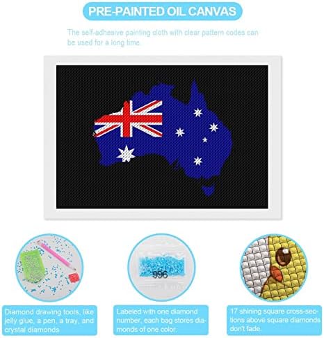 Australia Flag Mapa Kits de pintura de diamante 5D DIY FLILHA FILIZAÇÃO RETRAS DE RETRAS DE WALL Decor para adultos 8 x12