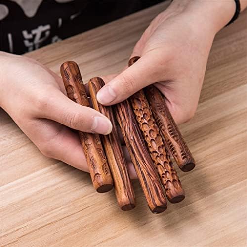 Ferramentas de cerâmica genigw de madeira de relevo de madeira rolando pino de argila rolo de mão escultura de carimbo